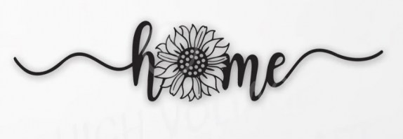 Home with Sunflower 1200mm x 264mm x 3mm Matte Black